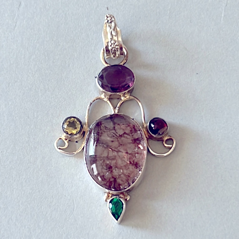 925 Sterling Silver Natural Stone Pendant
